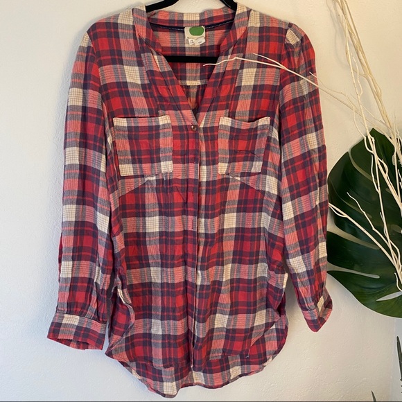 Anthropologie Super Soft Plaid Button Down - Picture 1 of 9